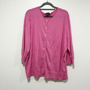 Champs Pink 100% Cotton Button Lightweight Cardigan Sweater Women Plus Size 3X